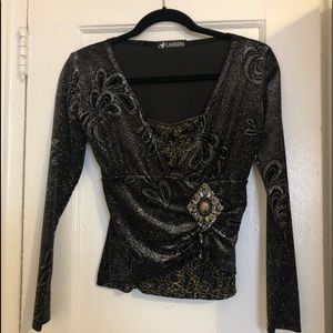 Lansira Design sequin long sleeve top Size Small